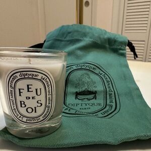 Diptyque Mini Feu De Bois Scented Candle (35g) + little pouch